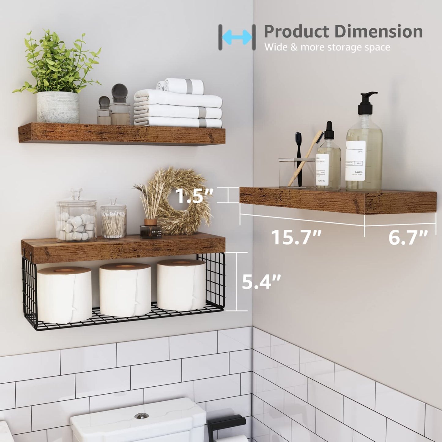 Wall-Mounted Bathroom Shelf Set - Style 3 image 3
