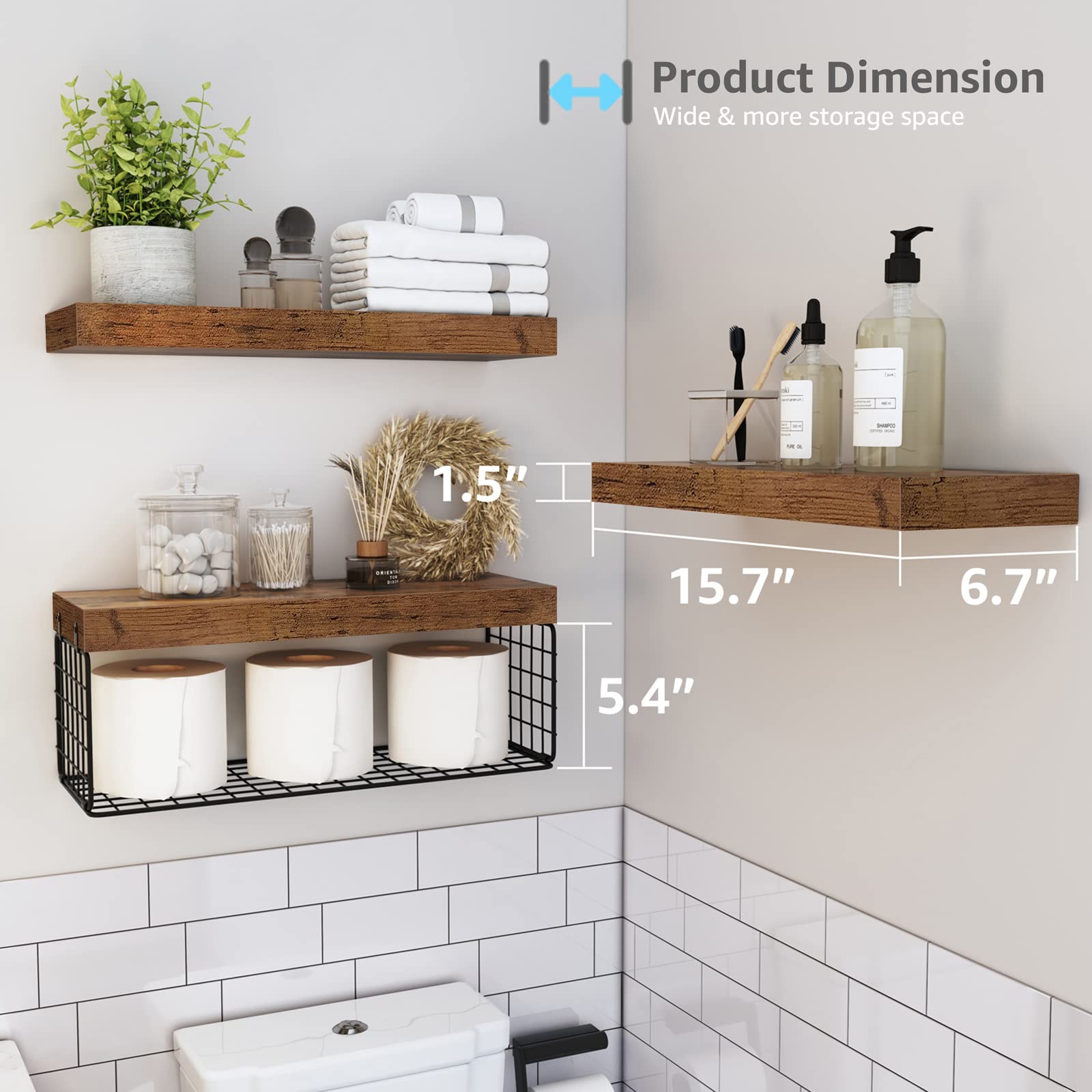 Wall-Mounted Bathroom Shelf Set - Style 3 image 3