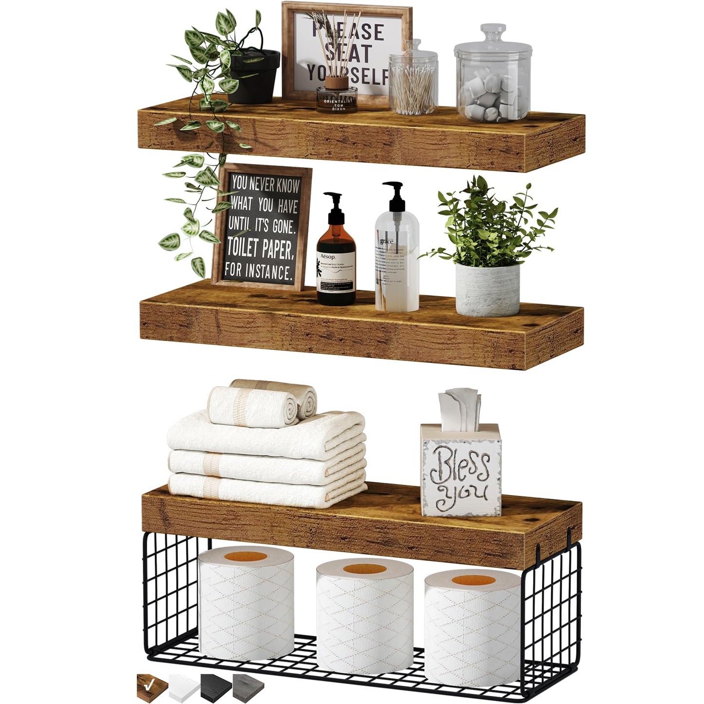 Wall-Mounted Bathroom Shelf Set - Style 3