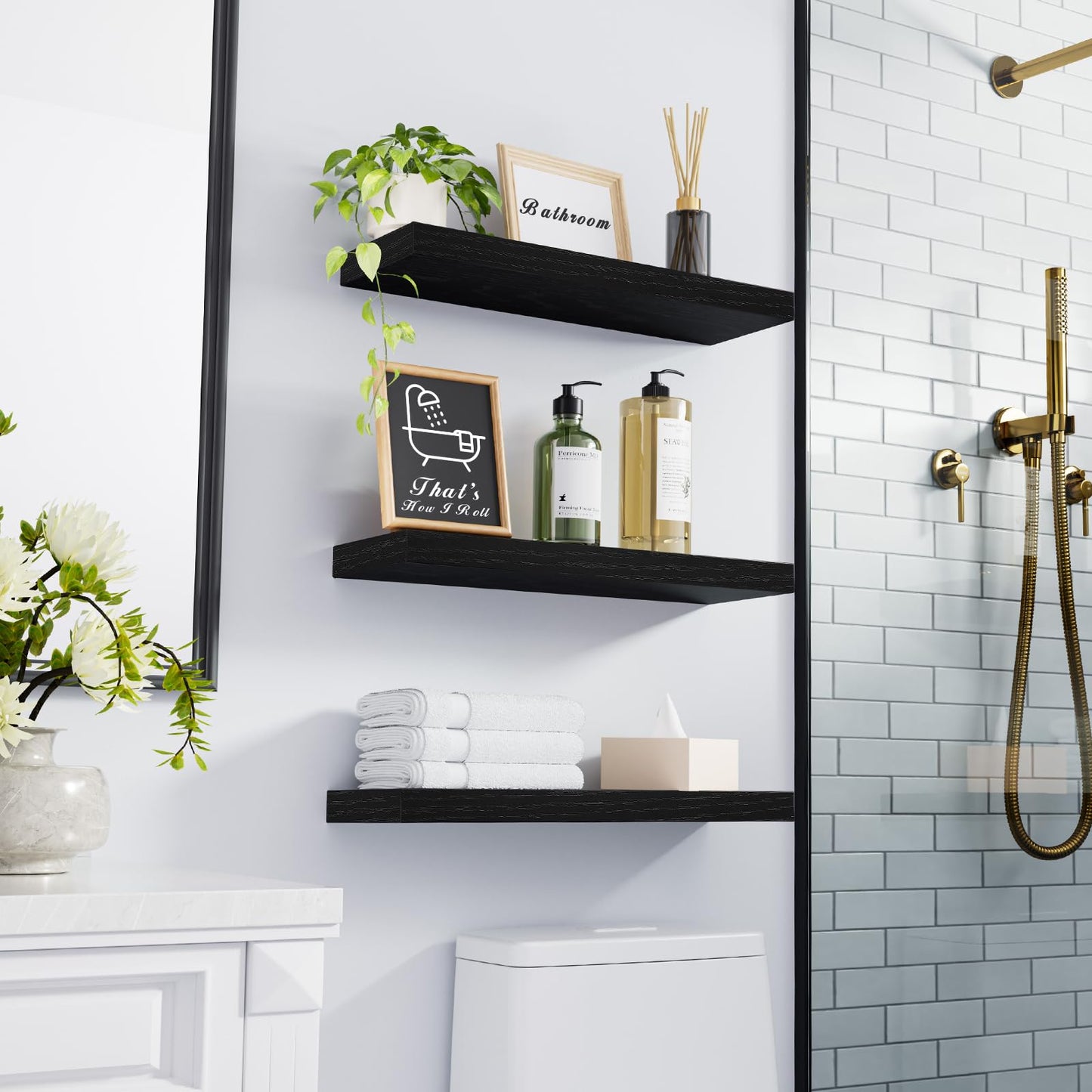Wall-Mounted Bathroom Shelf Set image 4
