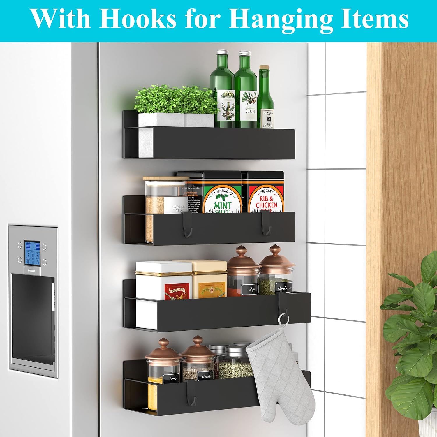Magnetic Spice Rack Organizer for Refrigerator Side image 2